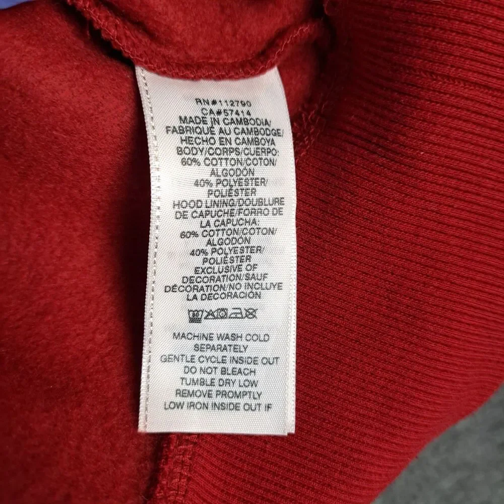 True Religion Men's Red Fleece Pullover Hoodie Size Medium‎